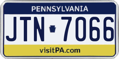 PA license plate JTN7066