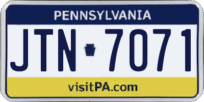 PA license plate JTN7071