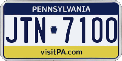PA license plate JTN7100