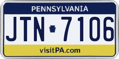 PA license plate JTN7106