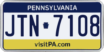 PA license plate JTN7108