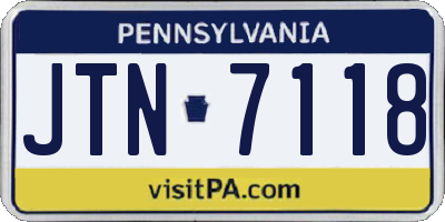 PA license plate JTN7118