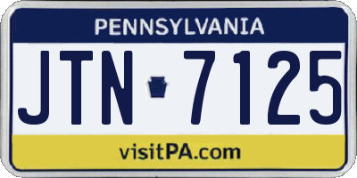 PA license plate JTN7125
