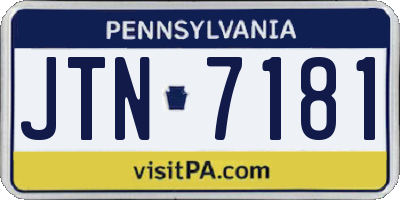 PA license plate JTN7181
