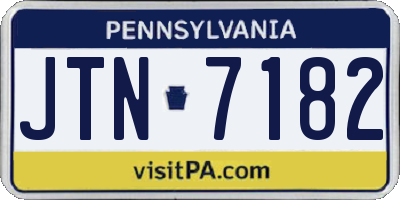 PA license plate JTN7182