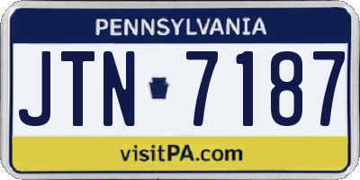 PA license plate JTN7187