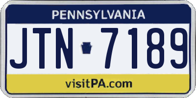 PA license plate JTN7189