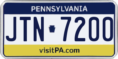 PA license plate JTN7200