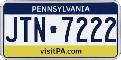 PA license plate JTN7222