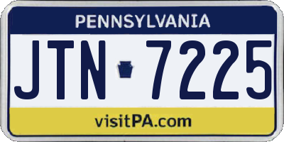 PA license plate JTN7225