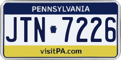 PA license plate JTN7226