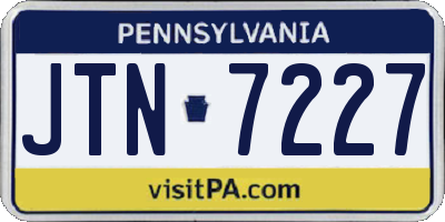 PA license plate JTN7227