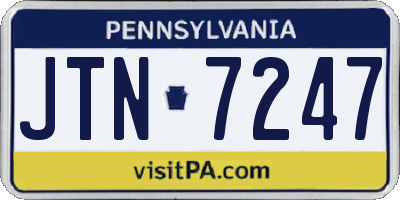 PA license plate JTN7247