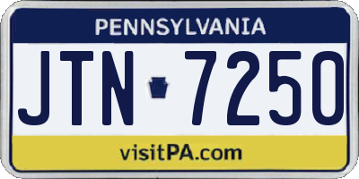 PA license plate JTN7250