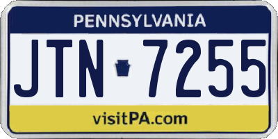 PA license plate JTN7255