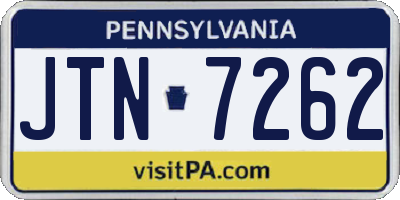PA license plate JTN7262