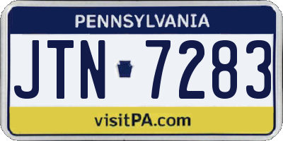 PA license plate JTN7283