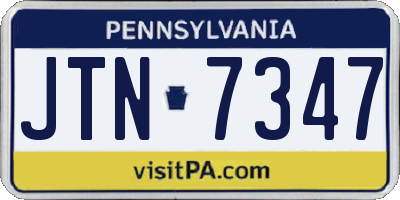 PA license plate JTN7347