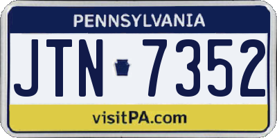 PA license plate JTN7352