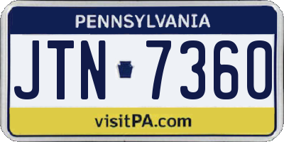 PA license plate JTN7360