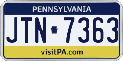PA license plate JTN7363