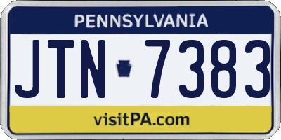 PA license plate JTN7383
