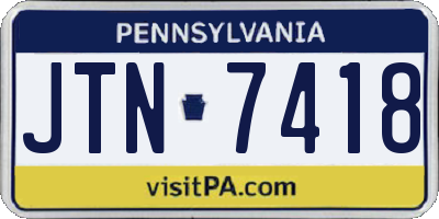 PA license plate JTN7418