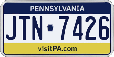 PA license plate JTN7426