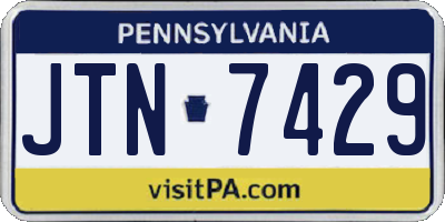 PA license plate JTN7429
