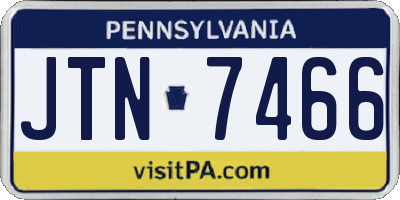 PA license plate JTN7466