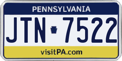 PA license plate JTN7522