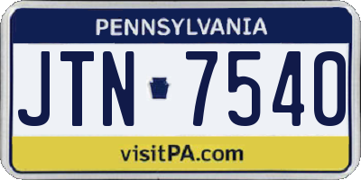 PA license plate JTN7540