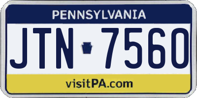 PA license plate JTN7560