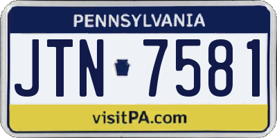 PA license plate JTN7581