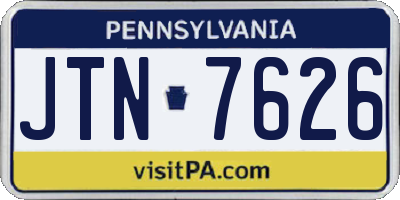 PA license plate JTN7626