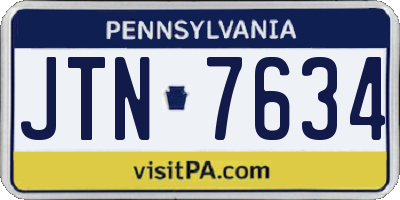 PA license plate JTN7634