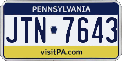 PA license plate JTN7643
