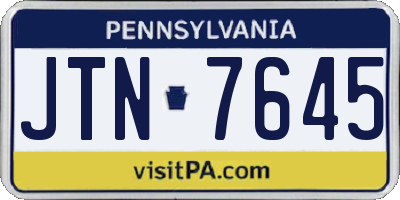 PA license plate JTN7645