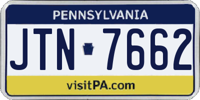 PA license plate JTN7662