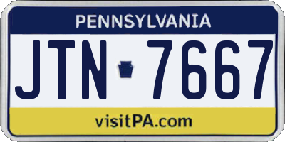 PA license plate JTN7667