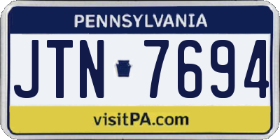 PA license plate JTN7694