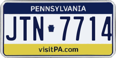 PA license plate JTN7714
