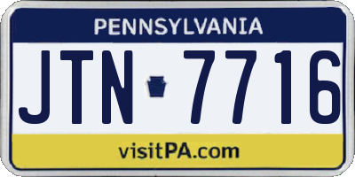 PA license plate JTN7716
