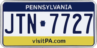 PA license plate JTN7727