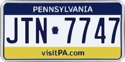 PA license plate JTN7747