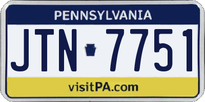 PA license plate JTN7751