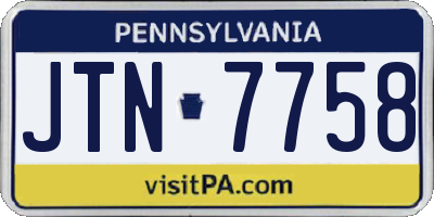 PA license plate JTN7758