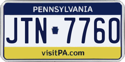 PA license plate JTN7760
