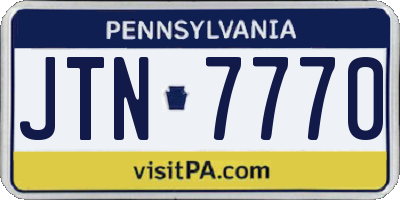PA license plate JTN7770