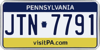 PA license plate JTN7791